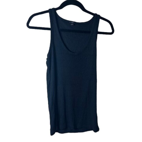 J. CREW Scoop Neck RIbbed Tank Top Black Size Medium - Picture 1 of 7
